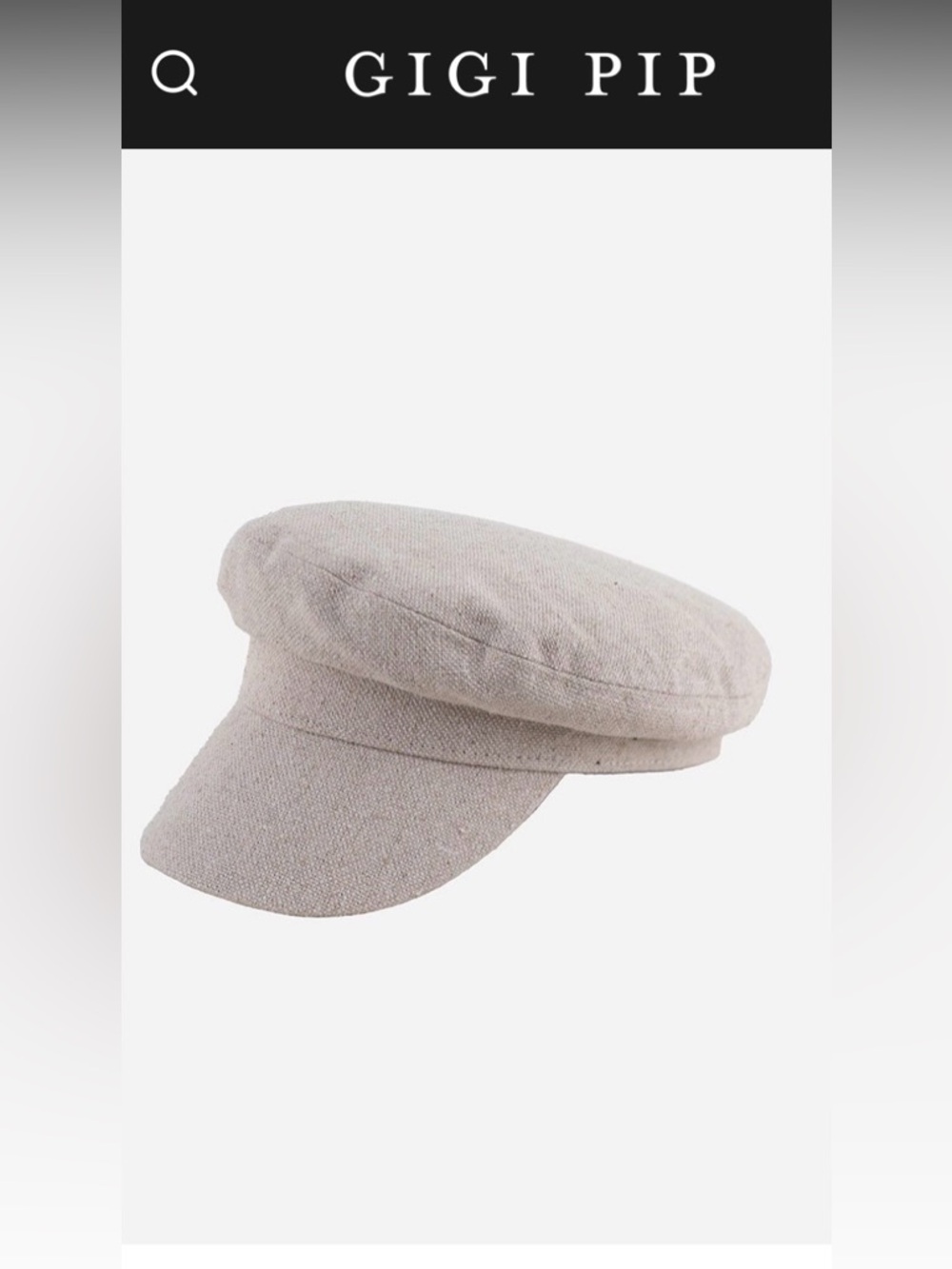 NWOT Gigi Pip Linen Newsboy Cap  (Linen) - 61 XL